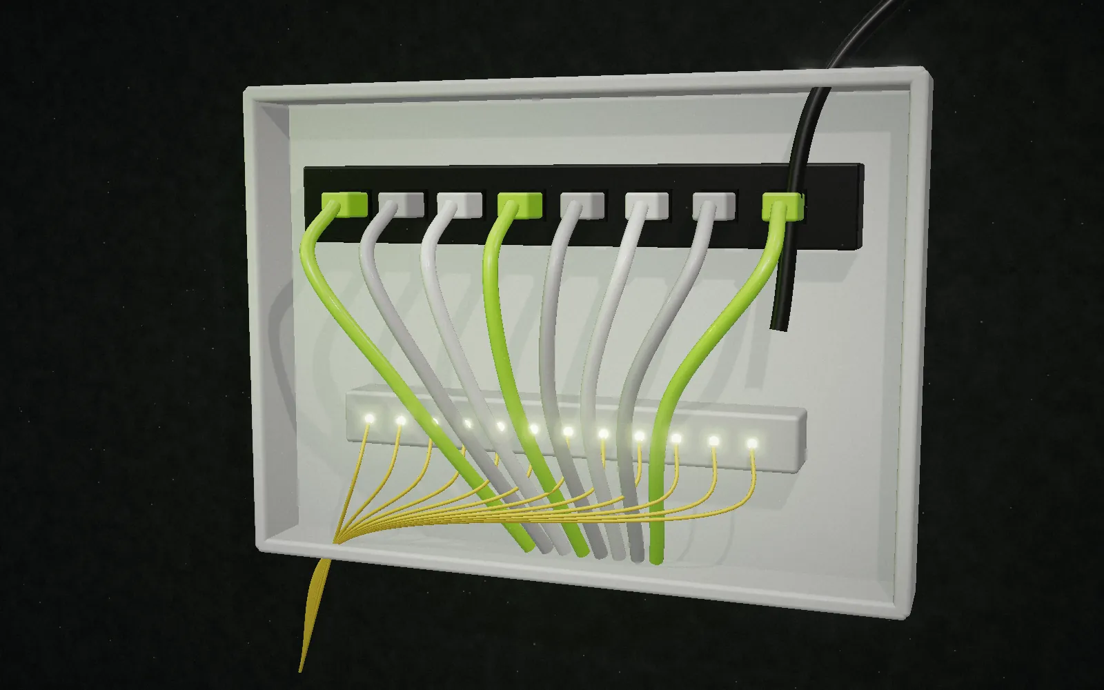 Bastidor de telecomunicações com fibra ótica